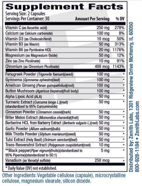 bloodsugar premier Supplement Facts